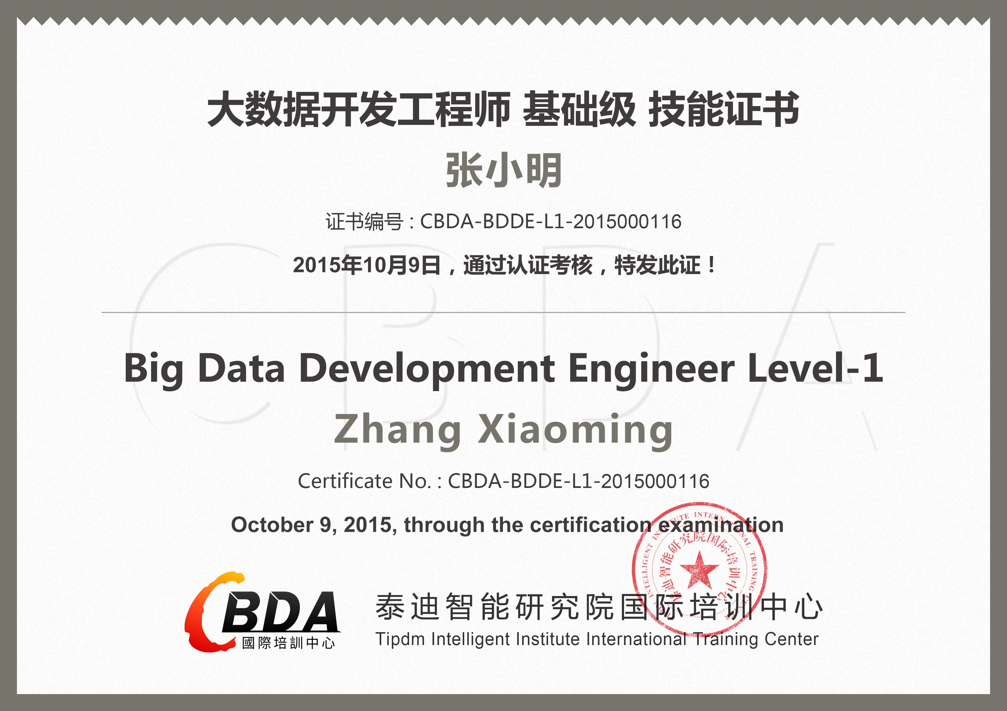CBDA证书 CBDA证书